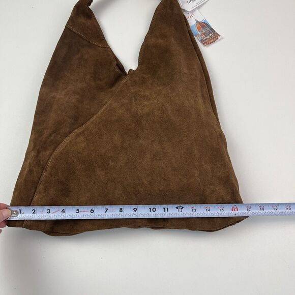 Cheval Italy Suede Leather Hobo Shoulder Bag Brown Oversized Tote Boho Hippie - Picture 6 of 14